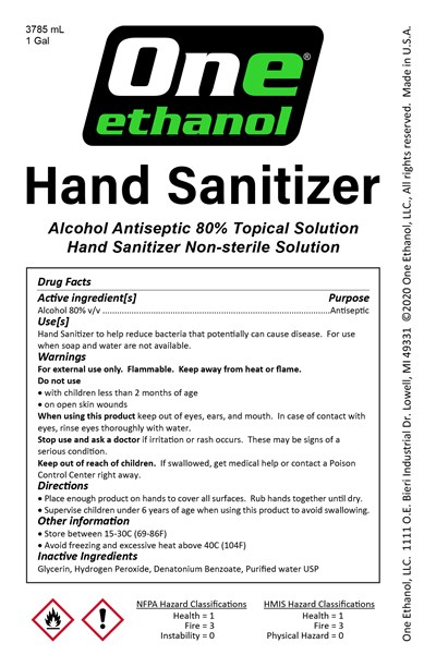 One Ethanol Hand Sanitizer 1g mL.jpg 3785mL Label - One Ethanol Hand Sanitizer 1g mL